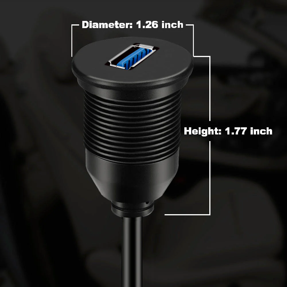 BATIGE 2 Pack Single Port USB 3.0 Car Mount Flush Cable USB3.0 Male to Female Extension Waterproof for Car Truck Boat Motorcycle Dashboard Panel 3ft - Image 7
