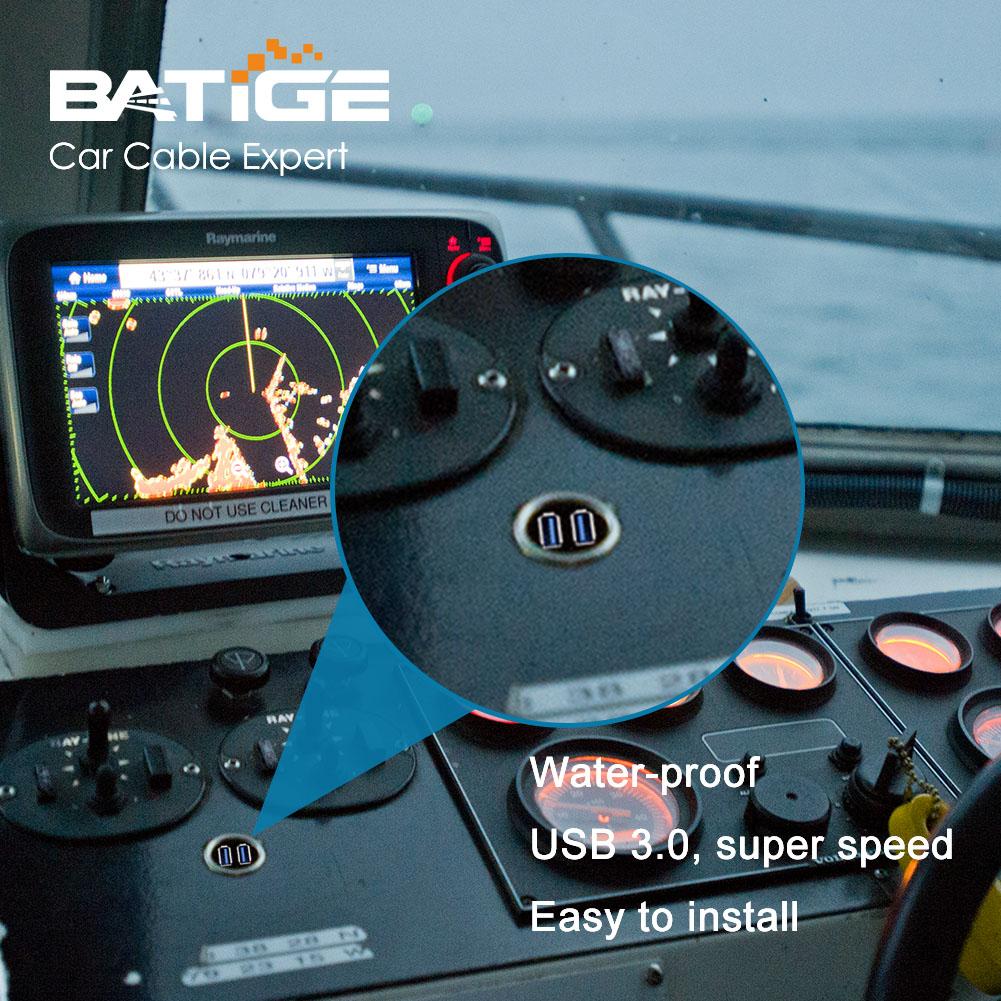 BATIGE 2 Ports Dual USB 3.0 Male to USB 3.0 Female AUX Flush Mount Car Mount Extension Cable for Car Truck Boat Motorcycle Dashboard Panel -3ft - Image 5