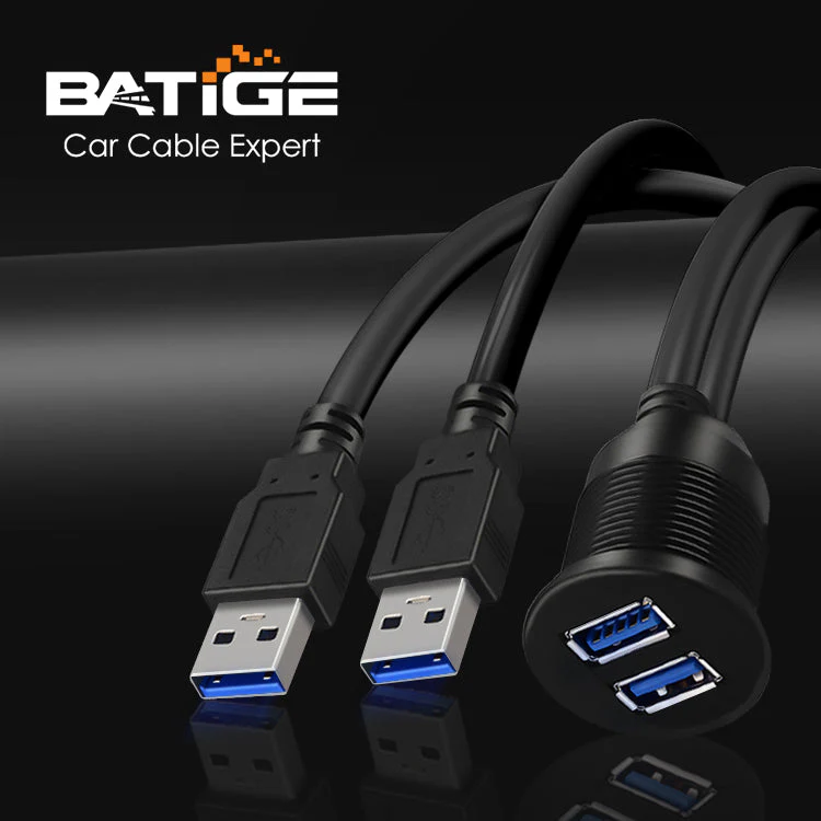 BATIGE 2 Pack Dual USB 3.0 Car Mount Flush Cable USB3.0 Male to Female Car Mount Extension Cable Waterproof for Car Truck Boat Motorcycle Dashboard Panel 3ft - Image 7