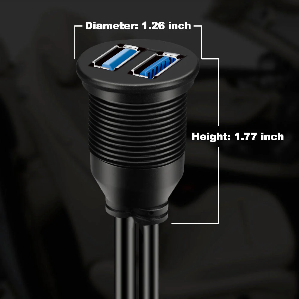 BATIGE 2 Pack Dual USB 3.0 Car Mount Flush Cable USB3.0 Male to Female Car Mount Extension Cable Waterproof for Car Truck Boat Motorcycle Dashboard Panel 3ft - Image 8