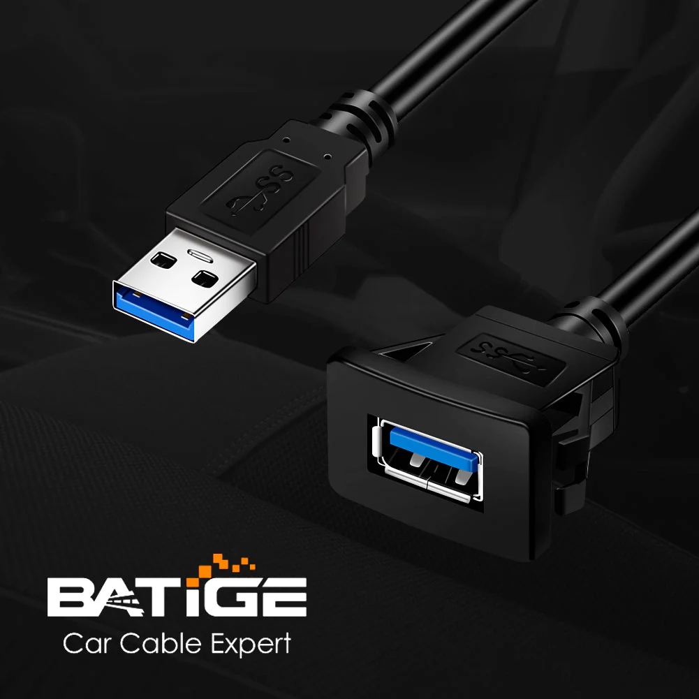 BATIGE 2 Pack Square Single Port USB 3.0 Car Mount Flush Cable USB3.0 Panel Flush Mount Extension Cable Waterproof for Car Truck Boat Motorcycle Dashboard 3ft - Image 4