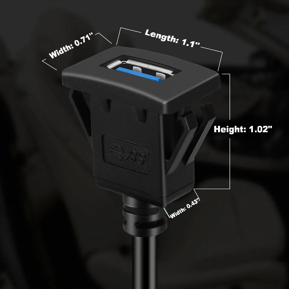 BATIGE 2 Pack Square Single Port USB 3.0 Car Mount Flush Cable USB3.0 Panel Flush Mount Extension Cable Waterproof for Car Truck Boat Motorcycle Dashboard 3ft - Image 6