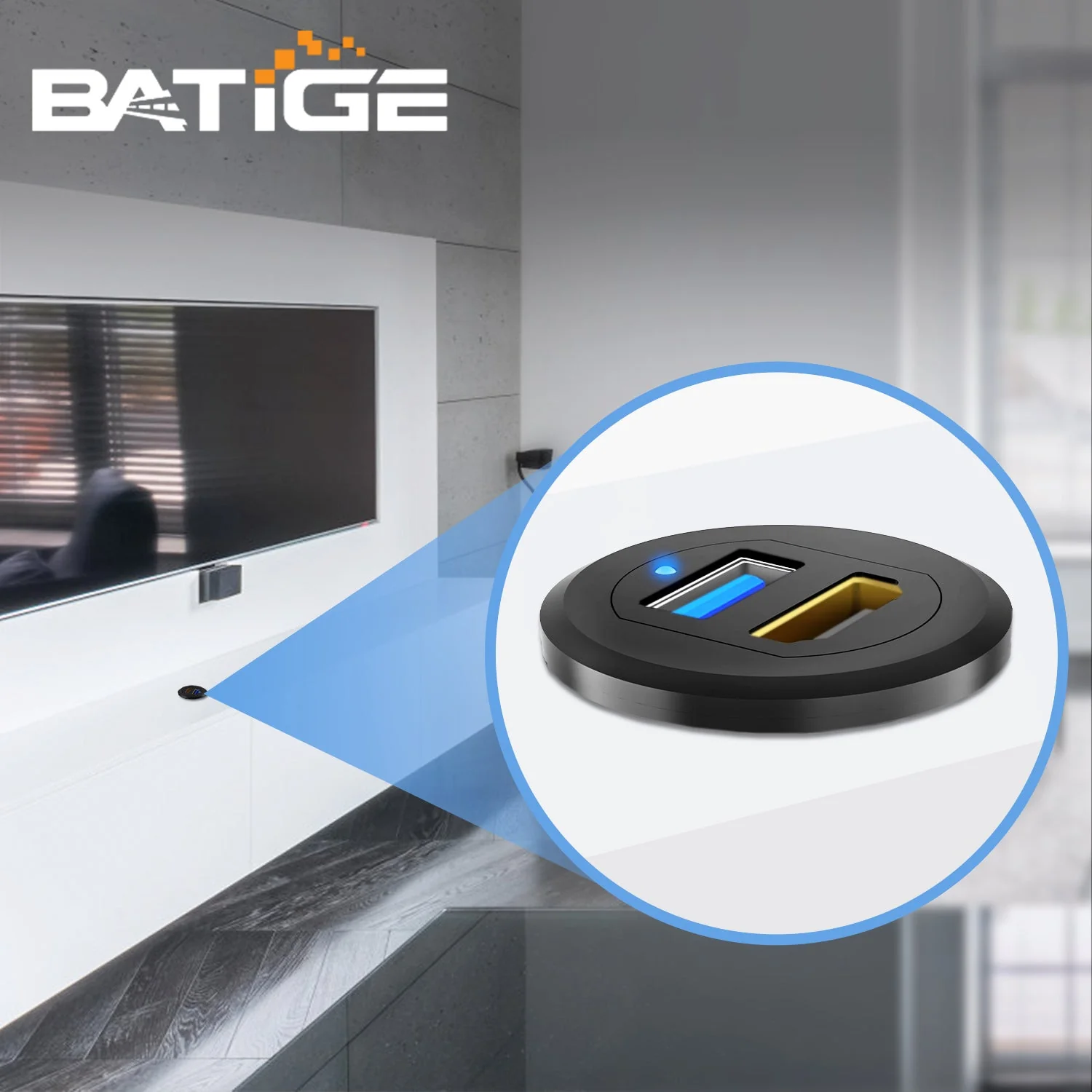 BATIGE USB 3.0 HDMI Car Mount Flush USB Port Cable, Alloy Shell HDMI USB3.0 Dash Panel Extension Cable with LED Indicator for Car Boat Motorcycle -3ft - Image 7
