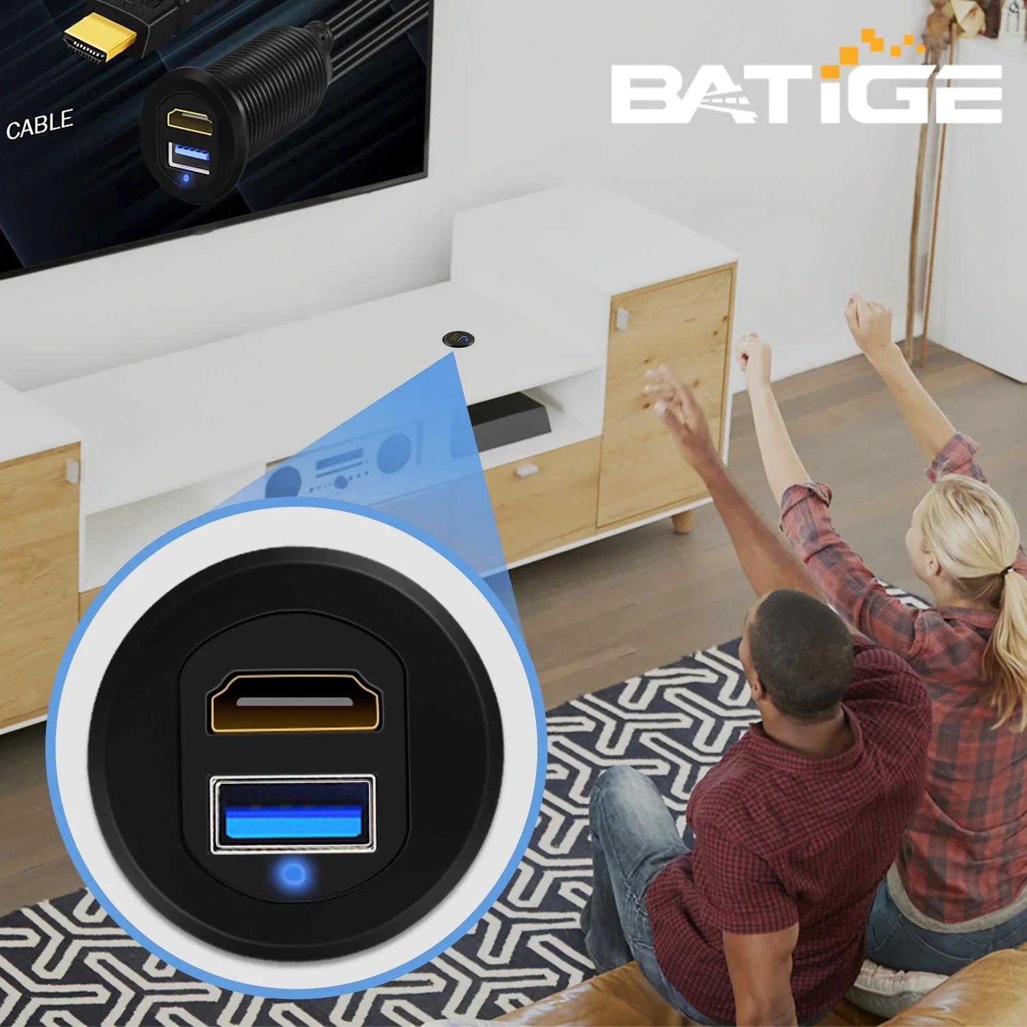 BATIGE USB 3.0 HDMI Car Mount Flush USB Port Cable, Alloy Shell HDMI USB3.0 Dash Panel Extension Cable with LED Indicator for Car Boat Motorcycle -3ft - Image 8