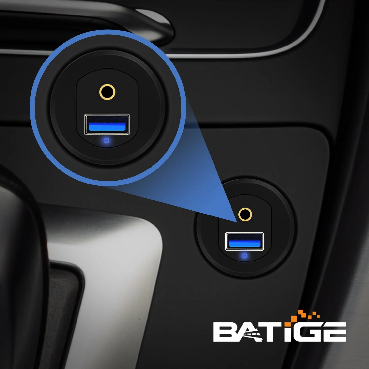 BATIGE Alloy USB 3.0 AUX DC3.5mm Port Car Mount Flush Cable for Car Boat Motorcycle Dash Panel with LED Indicator - 3ft - Image 8