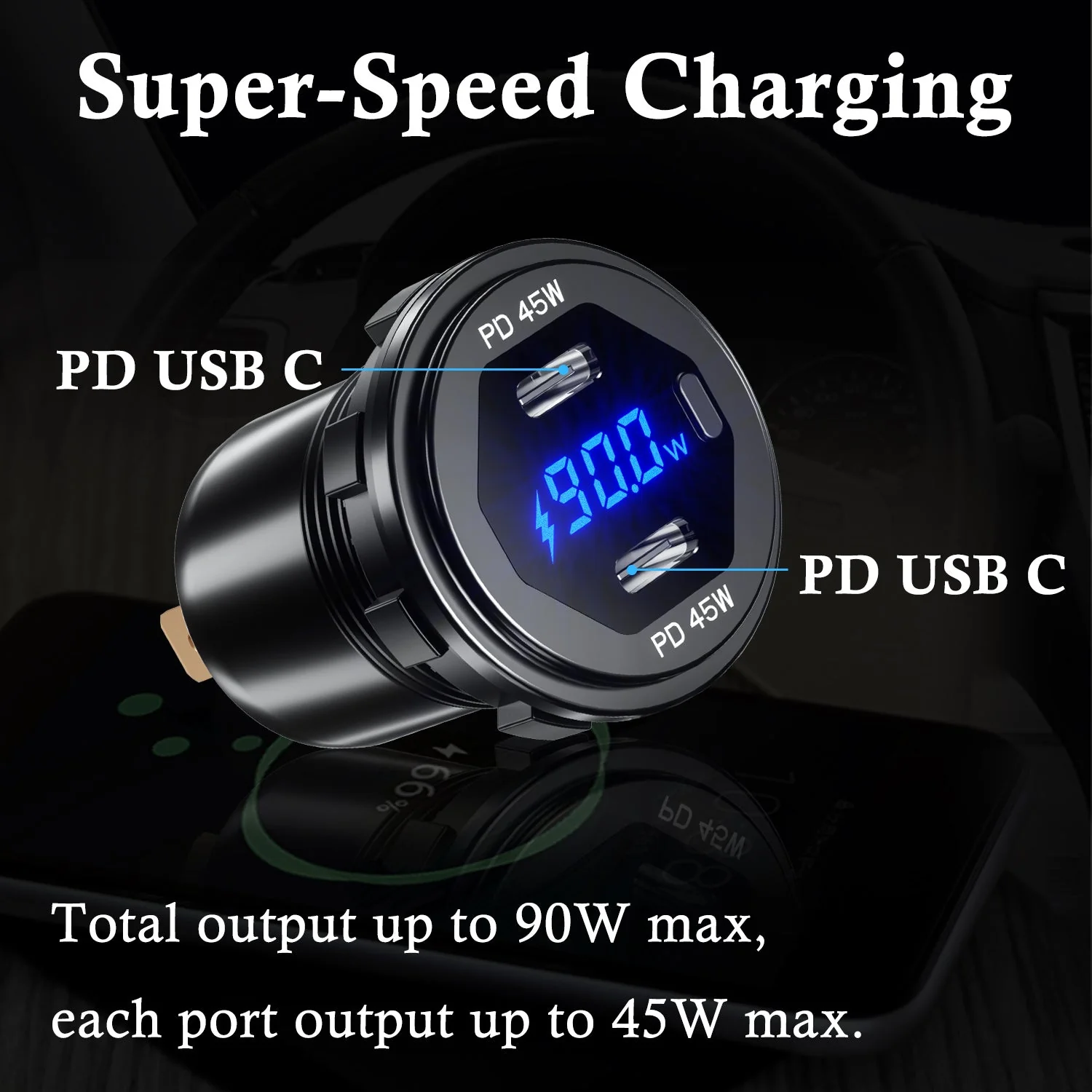 BATIGE Dual PD 45W USB C Charger Socket Fast Charge Dual PD USB C Port Waterproof with Switch LED Voltmeter and Wire Fuse DIY Kit for 12V/24V Car Boat Marine ATV Bus Truck RV Motorcycle - Image 3