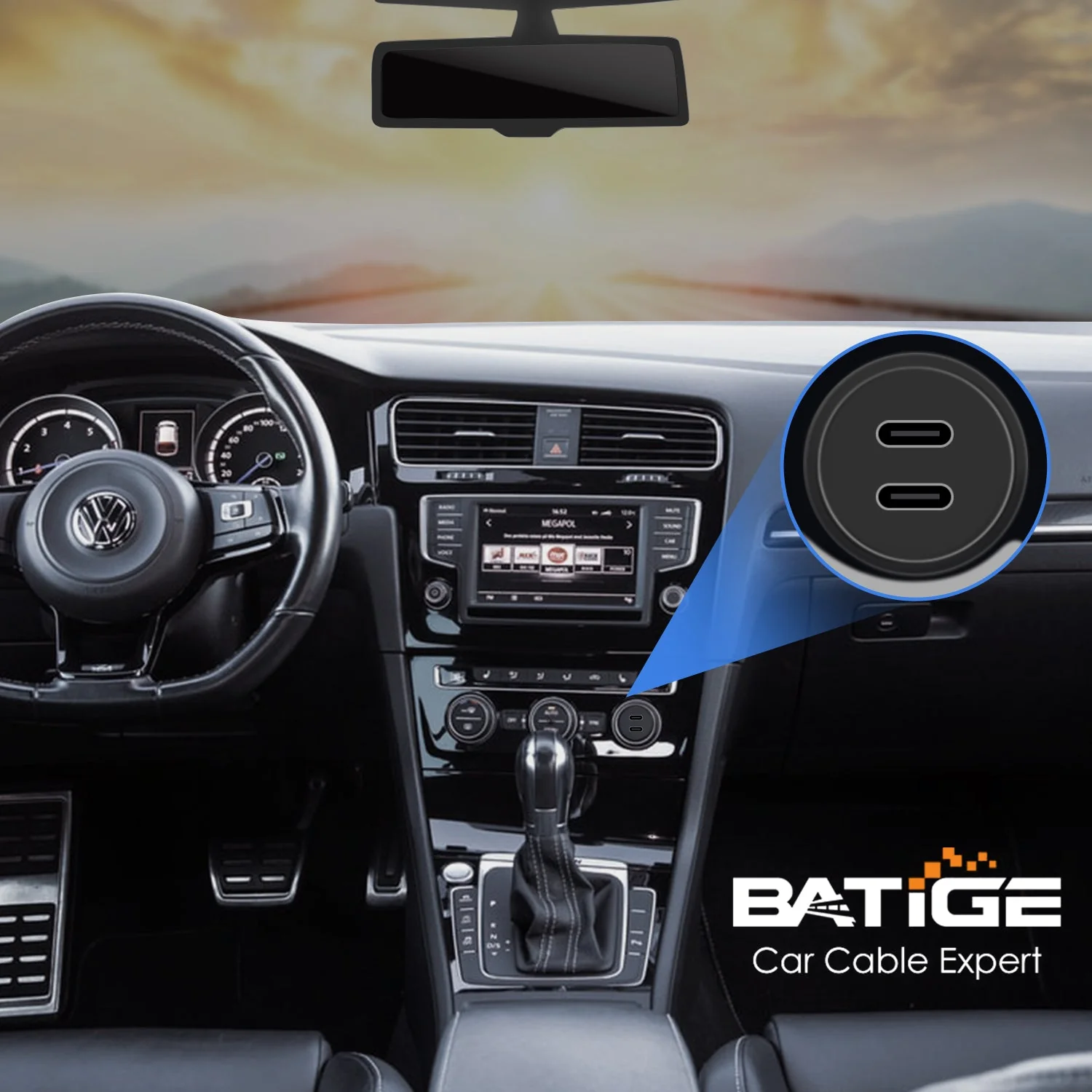 BATIGE Dual Port USB 3.0 Male to Type C 3.0 Female 2 Ports Car Mount Flush Cable Waterproof Extension for Car Truck Boat Motorcycle Dashboard Panel - 3ft - Image 3