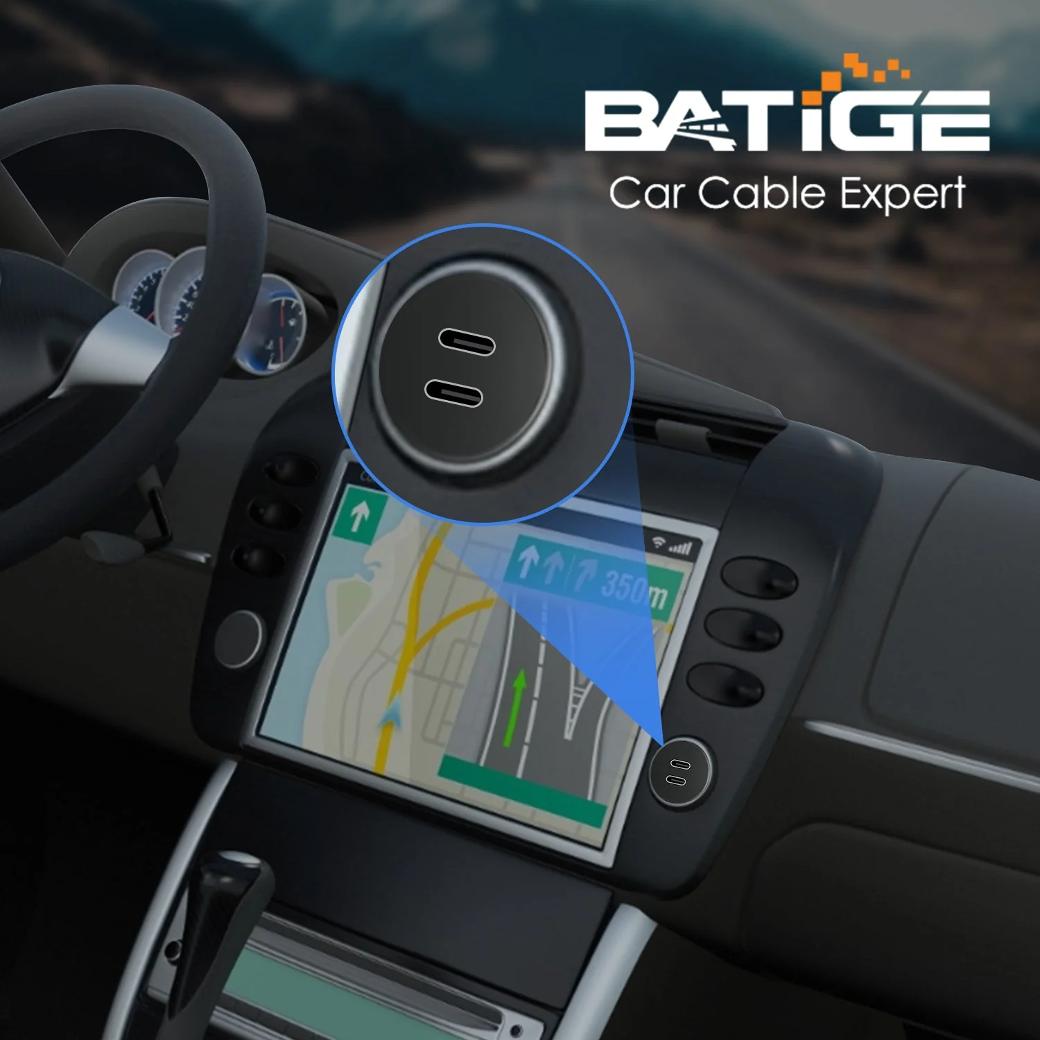 BATIGE Dual Port USB 3.0 Male to Type C 3.0 Female 2 Ports Car Mount Flush Cable Waterproof Extension for Car Truck Boat Motorcycle Dashboard Panel - 3ft - Image 4