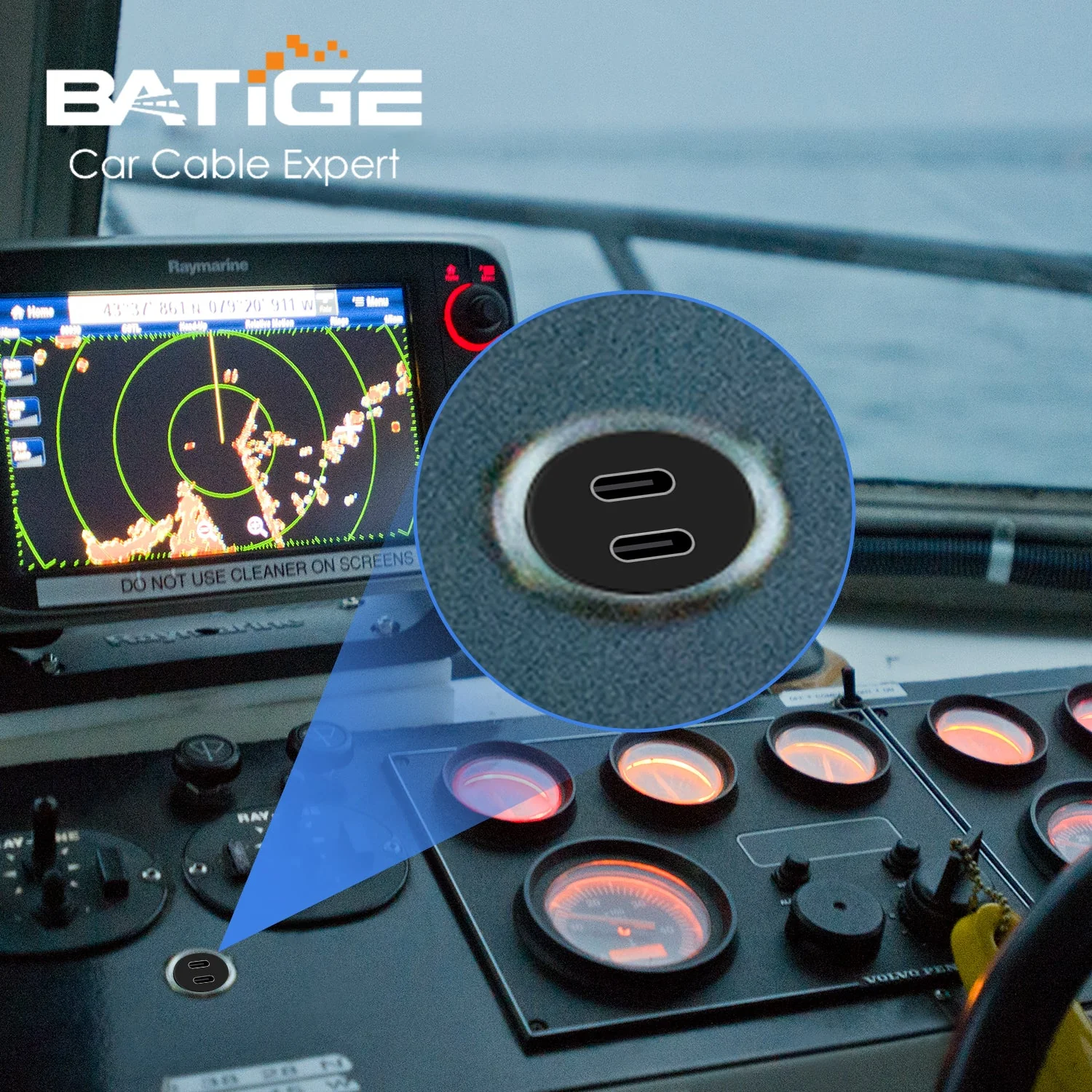 BATIGE Dual Port USB 3.0 Male to Type C 3.0 Female 2 Ports Car Mount Flush Cable Waterproof Extension for Car Truck Boat Motorcycle Dashboard Panel - 3ft - Image 6