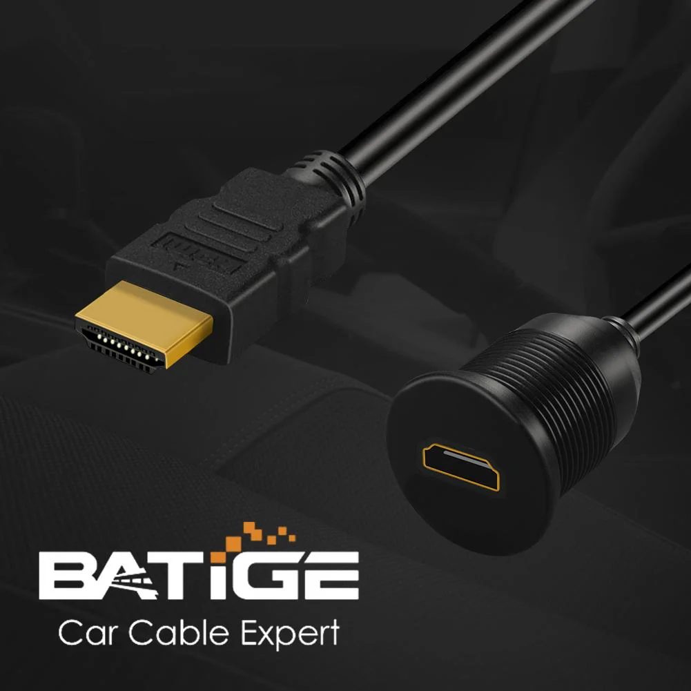 BATIGE HDMI Male to Female Car Mount Flush Extension Cable Truck Boat Motorcycle Dashboard Flush Mount (6ft) - Image 3
