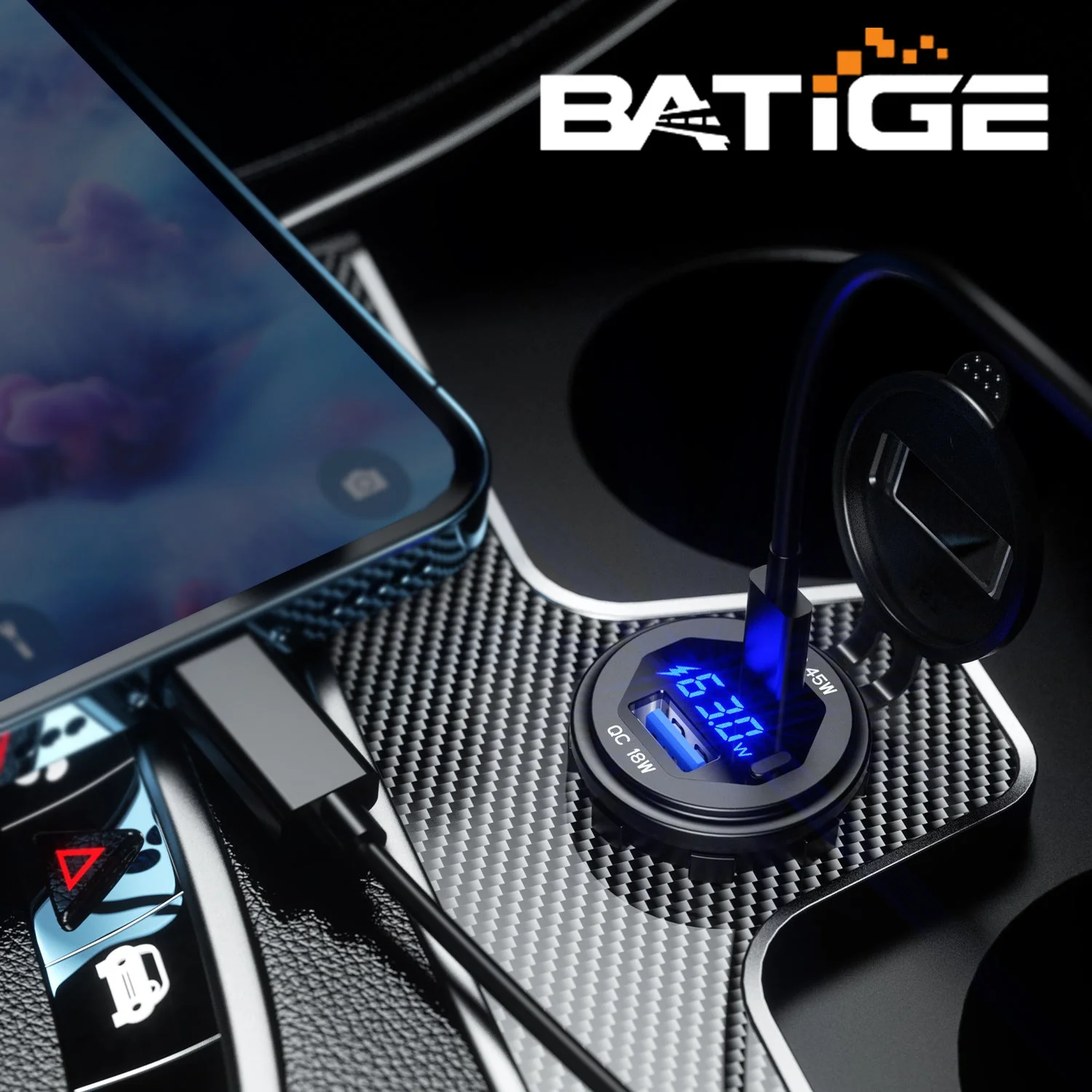 BATIGE PD 45W USB C Quick Charger 18W USB 3.0 Charger Socket Waterproof with Switch LED Voltmeter and Wire Fuse DIY Kit for 12V/24V Car Boat Marine ATV Bus Truck RV Motorcycle - Image 8