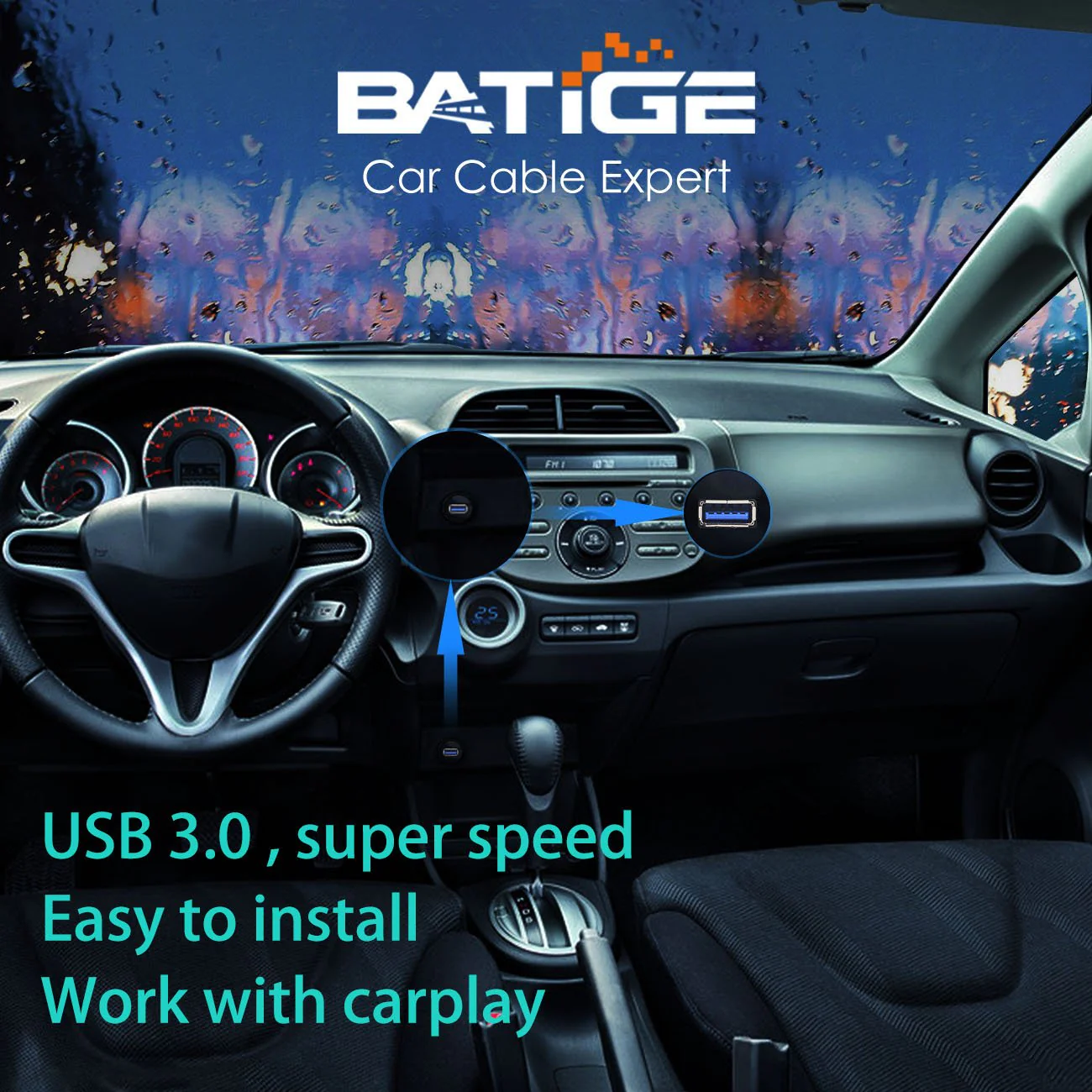 BATIGE Single Port USB 3.0 Male to Female AUX Car Mount Flush Cable Waterproof Extension for Car Truck Boat Motorcycle Dashboard Panel - 3ft - Image 9