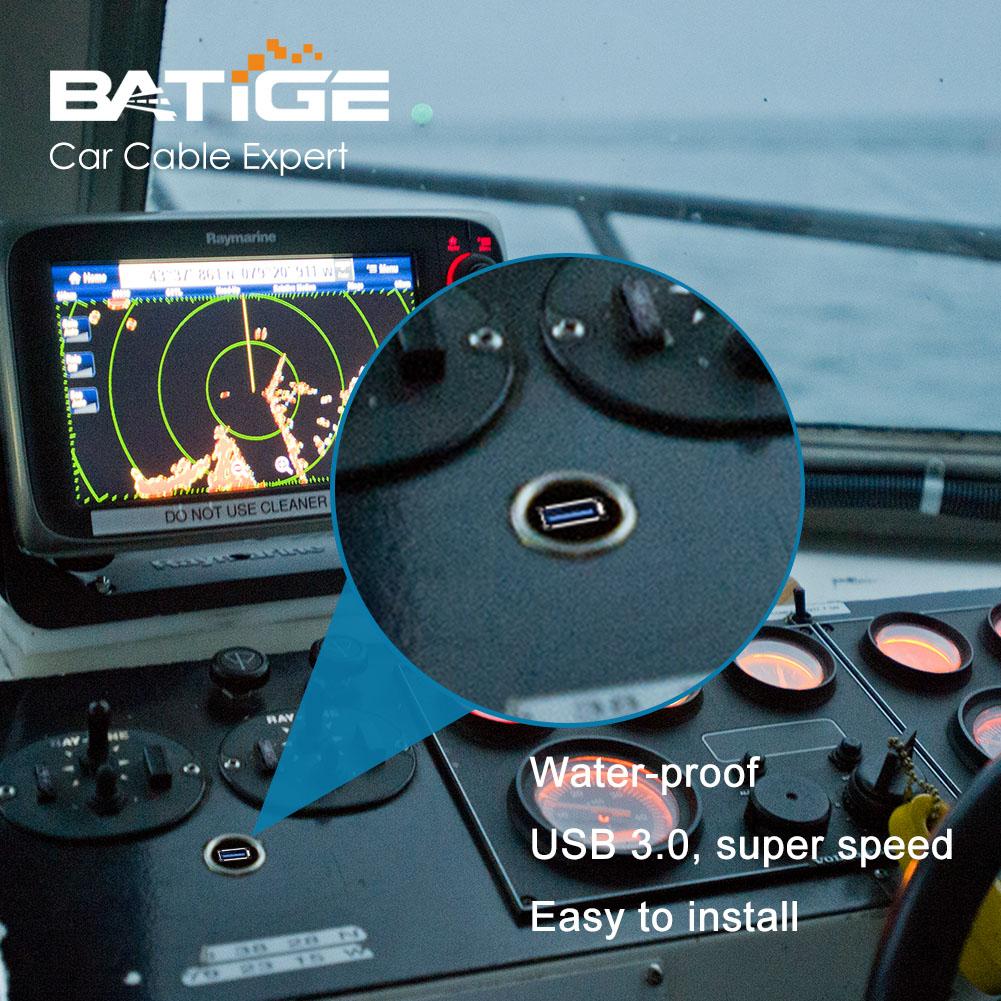 BATIGE Single Port USB 3.0 Male to USB 3.0 Female Car Mount Flush Cable Waterproof for Car Truck Boat Motorcycle Dashboard Panel - 6ft - Image 4
