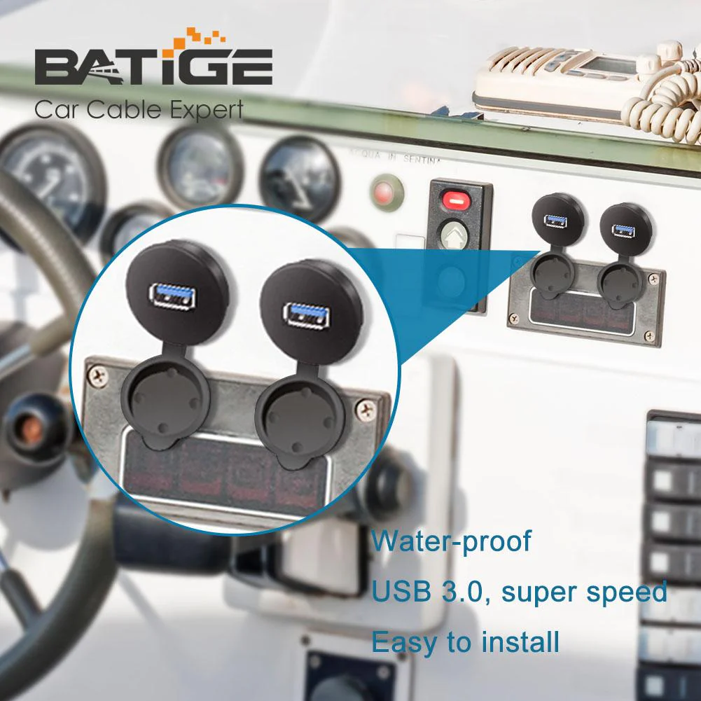 BATIGE Single Port USB 3.0 Male to USB 3.0 Female Car Mount Flush Cable Waterproof for Car Truck Boat Motorcycle Dashboard Panel - 6ft - Image 6