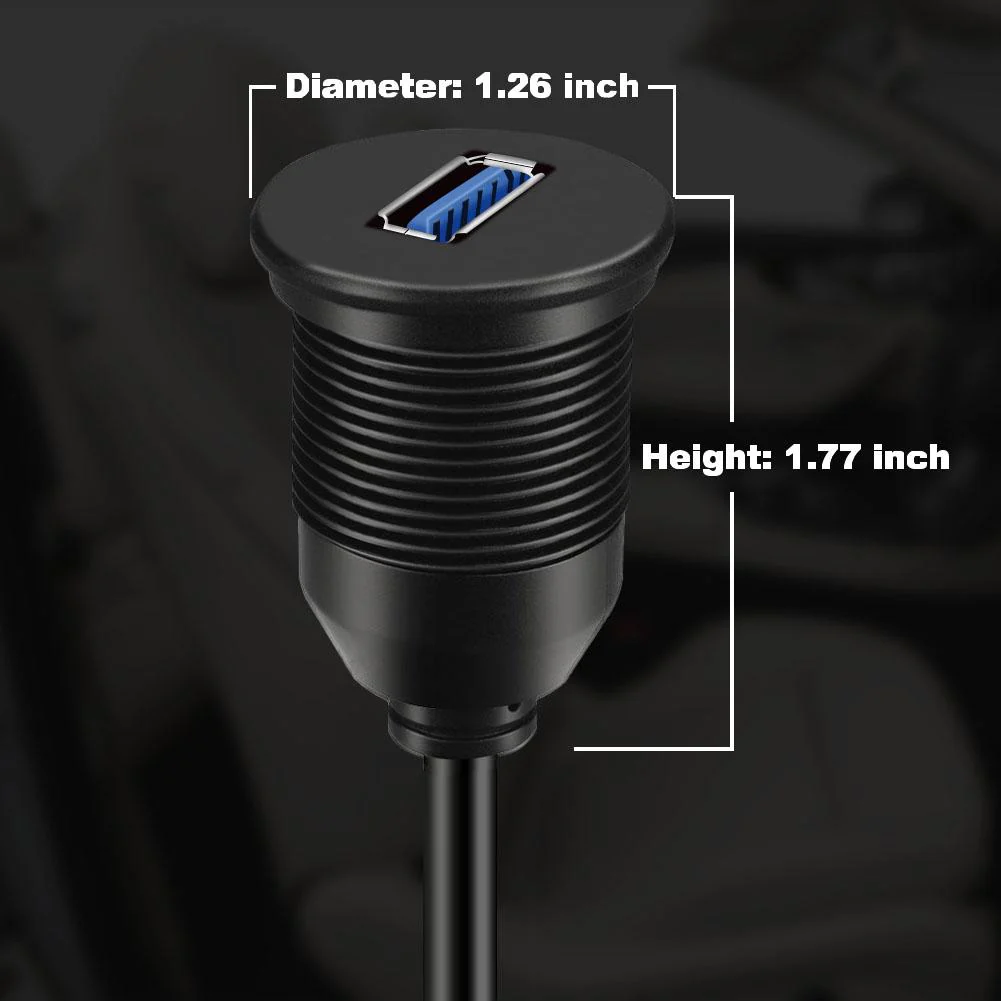 BATIGE Single Port USB 3.0 Male to USB 3.0 Female Car Mount Flush Cable Waterproof for Car Truck Boat Motorcycle Dashboard Panel - 6ft - Image 7