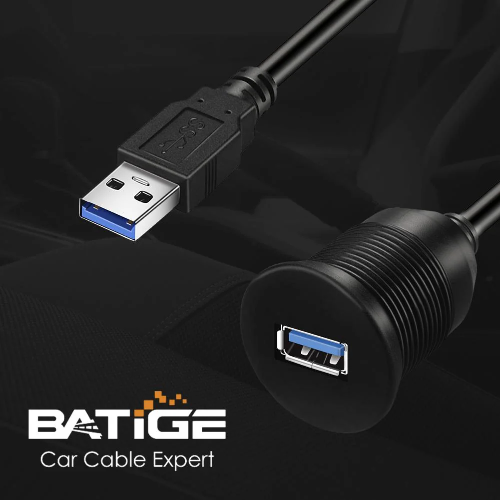 BATIGE Single Port USB 3.0 Male to USB 3.0 Female Car Mount Flush Cable Waterproof for Car Truck Boat Motorcycle Dashboard Panel - 6ft - Image 8
