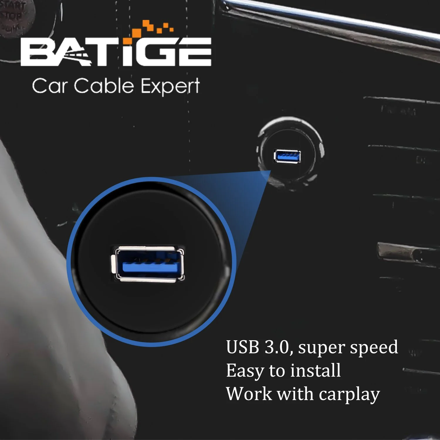 BATIGE Small USB 3.0 Male to Female AUX Flush Panel Mount Extension Cable for Car Truck Boat Motorcycle Dashboard 3ft - Image 3