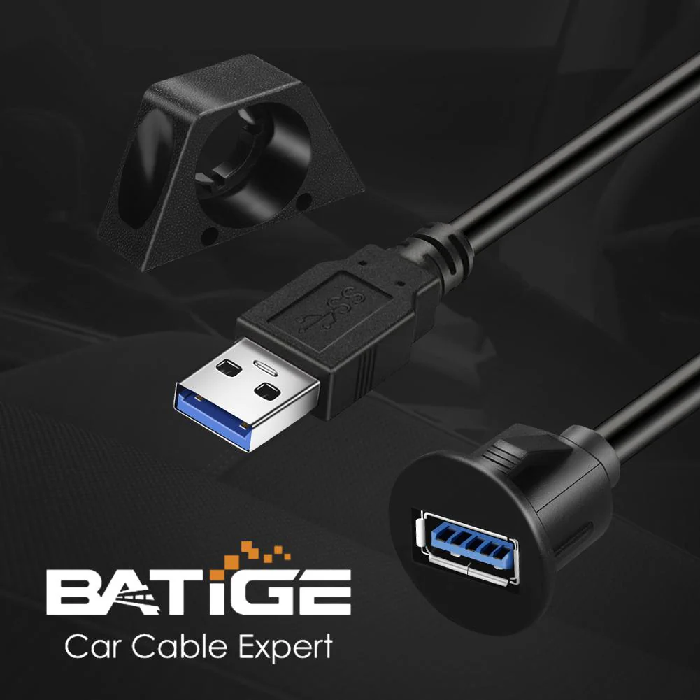 BATIGE Small USB 3.0 Male to Female Car AUX Mount Flush Panel Extension Cable for Car Truck Boat Motorcycle Dashboard 6ft - Image 6