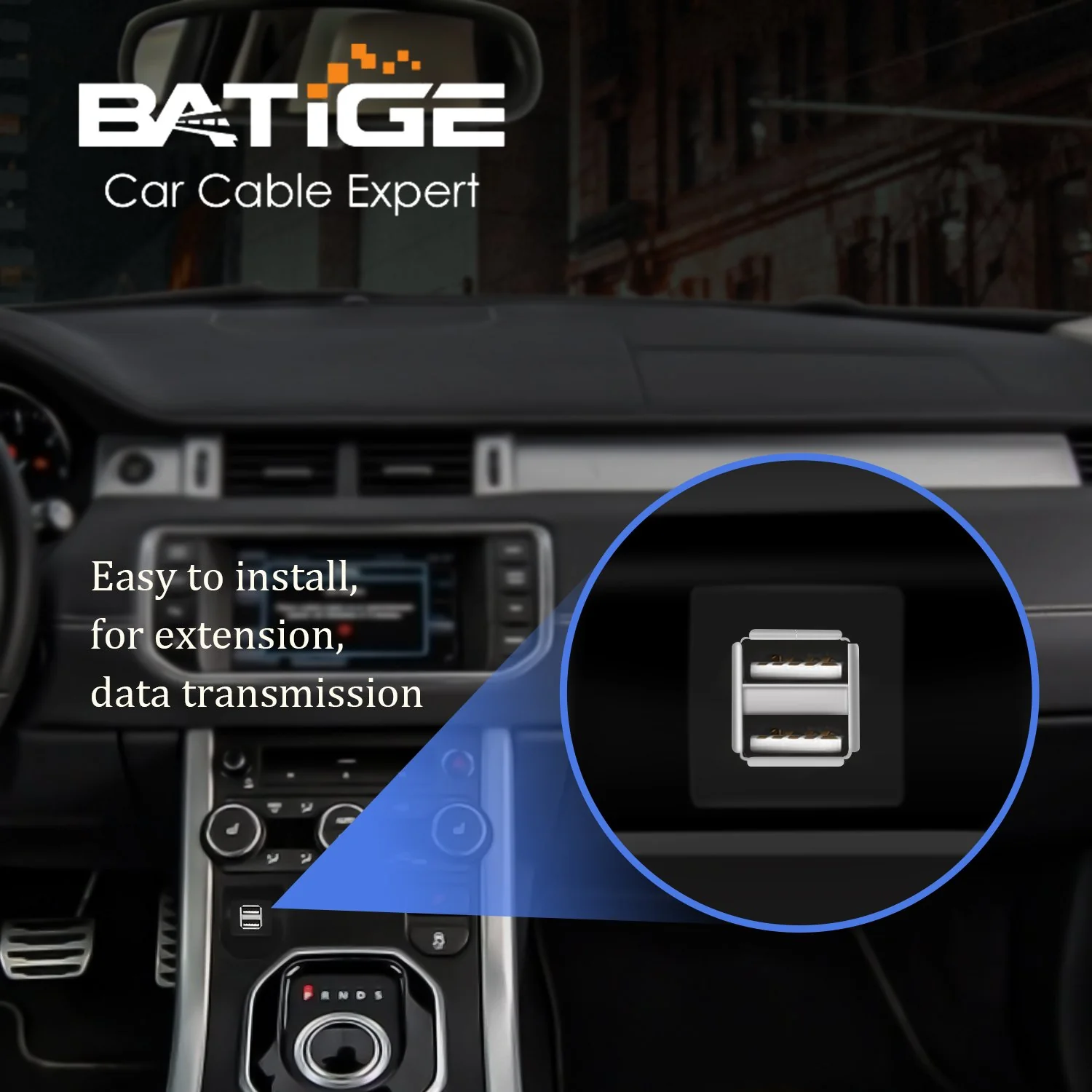 BATIGE 2 Ports Square USB 2.0 Panel Flush Mount Extension Cable with Buckle Charge and Transfer Data at The Same Time for Car Truck Boat Motorcycle 3ft - Image 3