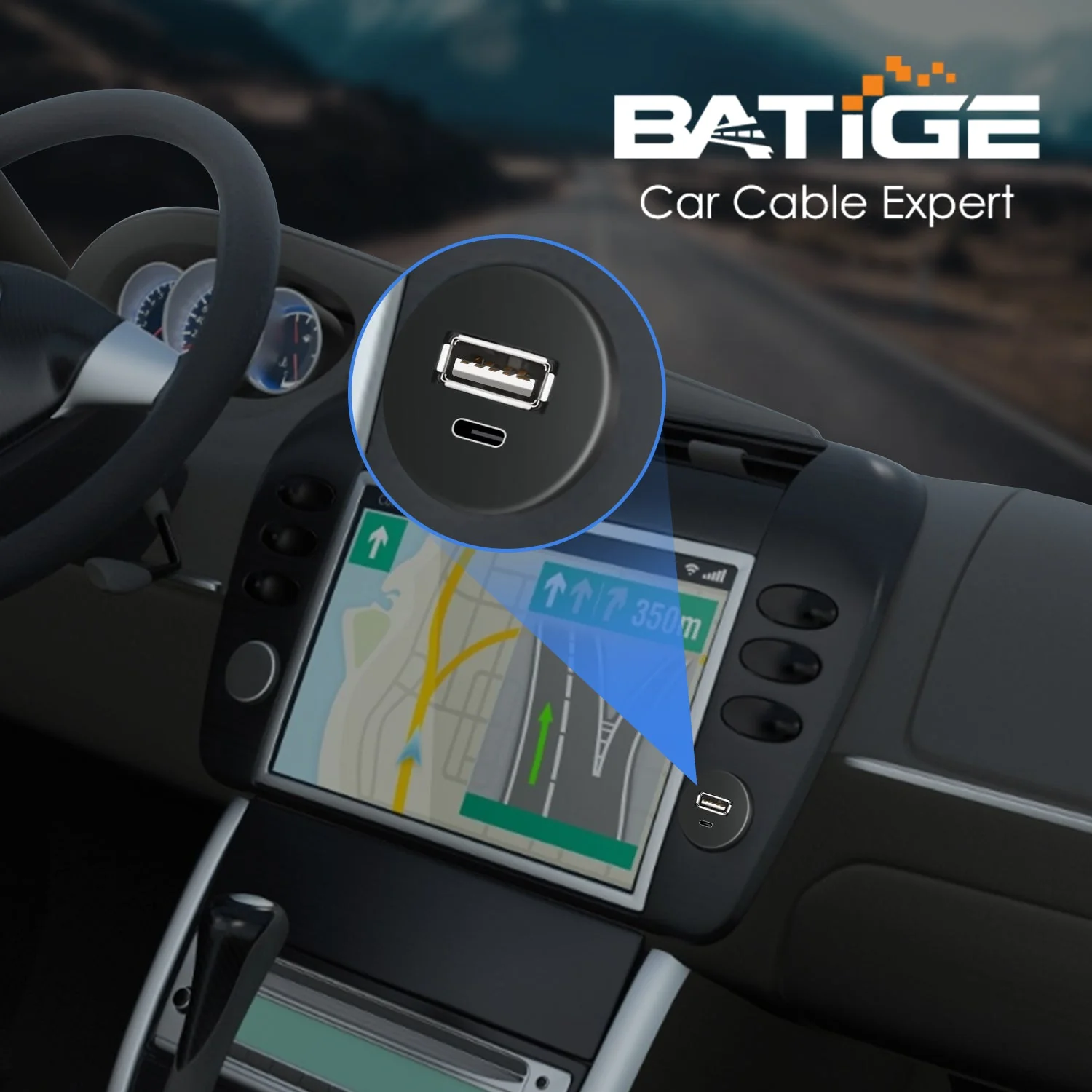 BATIGE USB 2.0 to Type C 2.0 Car Mount Flush Cable Dual Port Male to Female Extension Waterproof Cable for Car Truck Boat Motorcycle Dashboard Panel - 3ft - Image 4