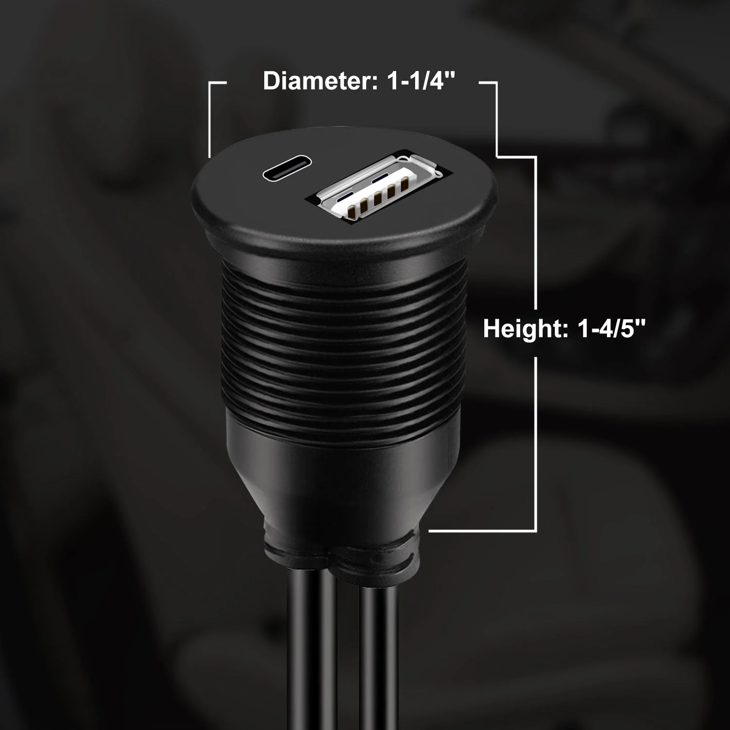 BATIGE USB 2.0 to Type C 2.0 Car Mount Flush Cable Dual Port Male to Female Extension Waterproof Cable for Car Truck Boat Motorcycle Dashboard Panel - 3ft - Image 5
