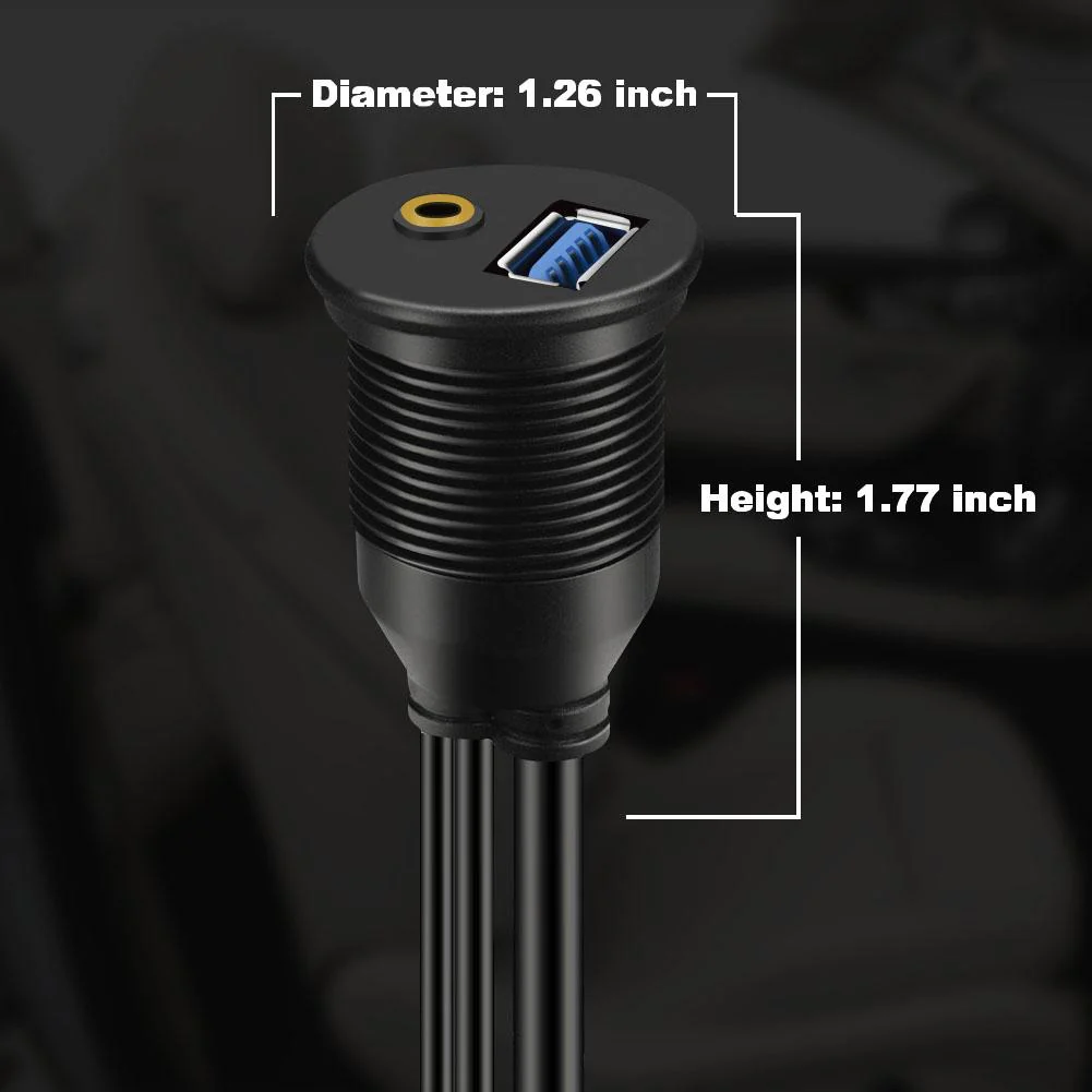 BATIGE USB 3.0 & 2 RCA Male to 3.5mm USB3.0 Female Car Mount Flush Cable 2RCA USB 3.0 Flush Mount Extension Cable - 3ft - Image 4