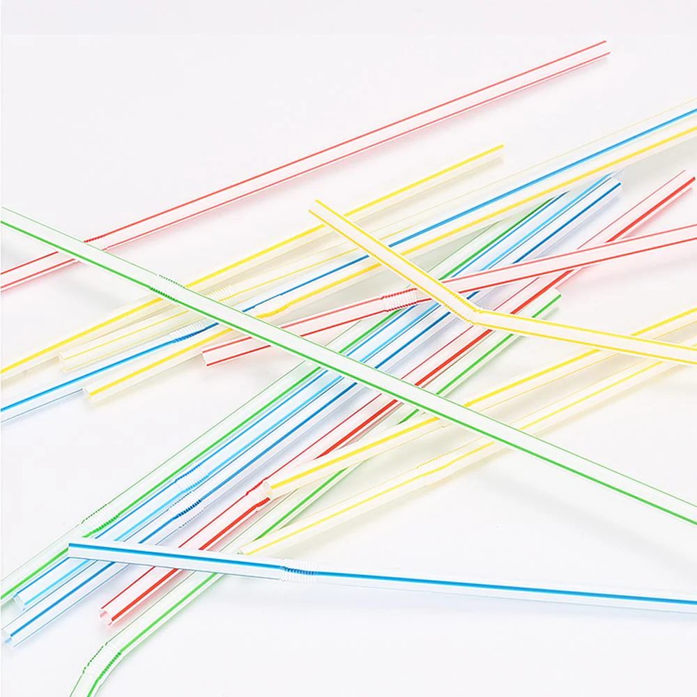 YUHUBY Flexible Disposable Plastic Drinking Straws Bendable Juice Drink Straws Assorted Colors Striped - Image 4
